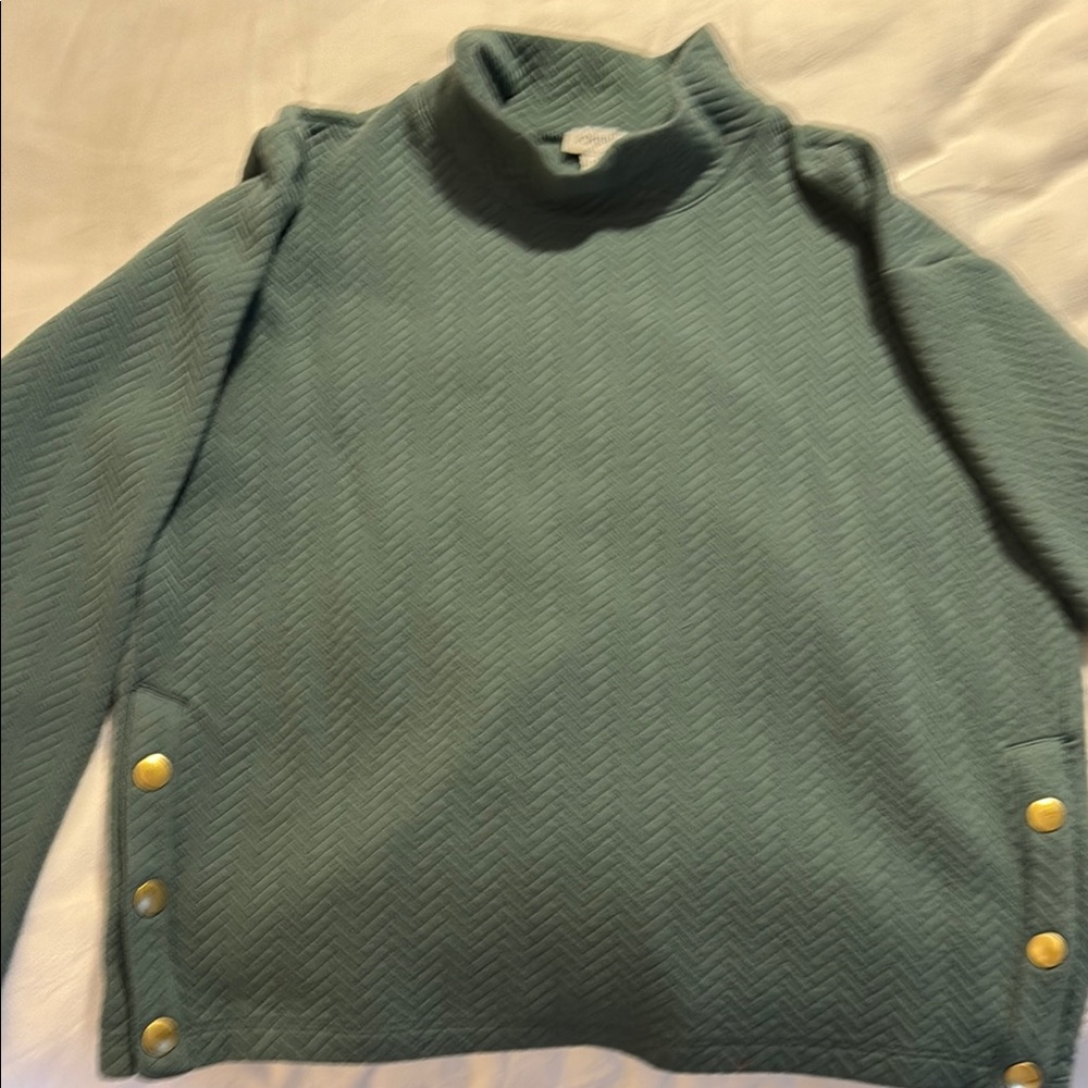 Chic Blue Sweater with Gold Accents